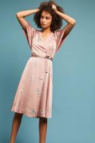 Astr Printed Flutter-sleeve Wrap Dress