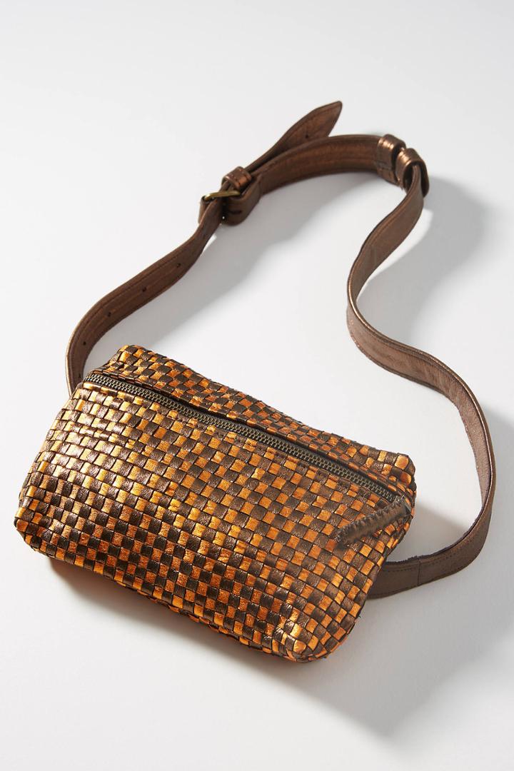 En Shalla Metallic Woven Belt Bag