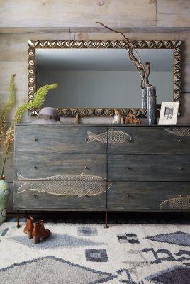 Anthropologie Handcarved Streamlet Six-drawer Dresser