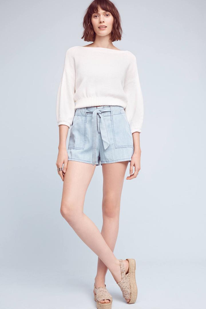 Elevenses Chambray Paperbag-waisted Shorts