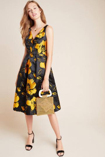 Eva Franco Eileen Jacquard Floral Midi Dress