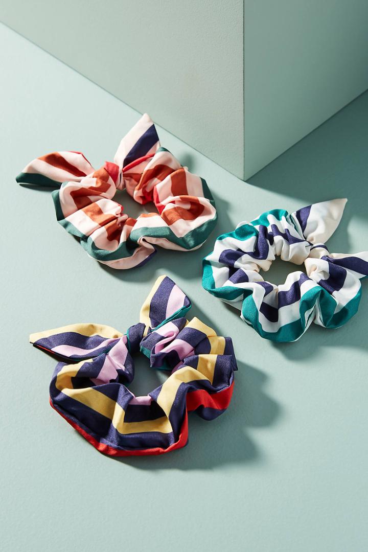 Anthropologie Striped Chiffon Pony Holder Set