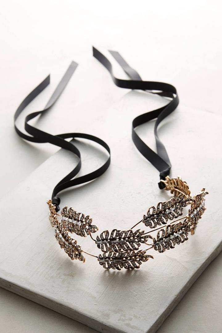 Anthropologie Gilded Leaf Crown Headband