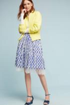 Eva Franco Feathered Tulle Midi Skirt