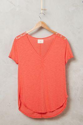 T.la Buttoned-shoulder Tee