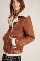 Bagatelle Rhea Sherpa-trimmed Faux Suede Jacket