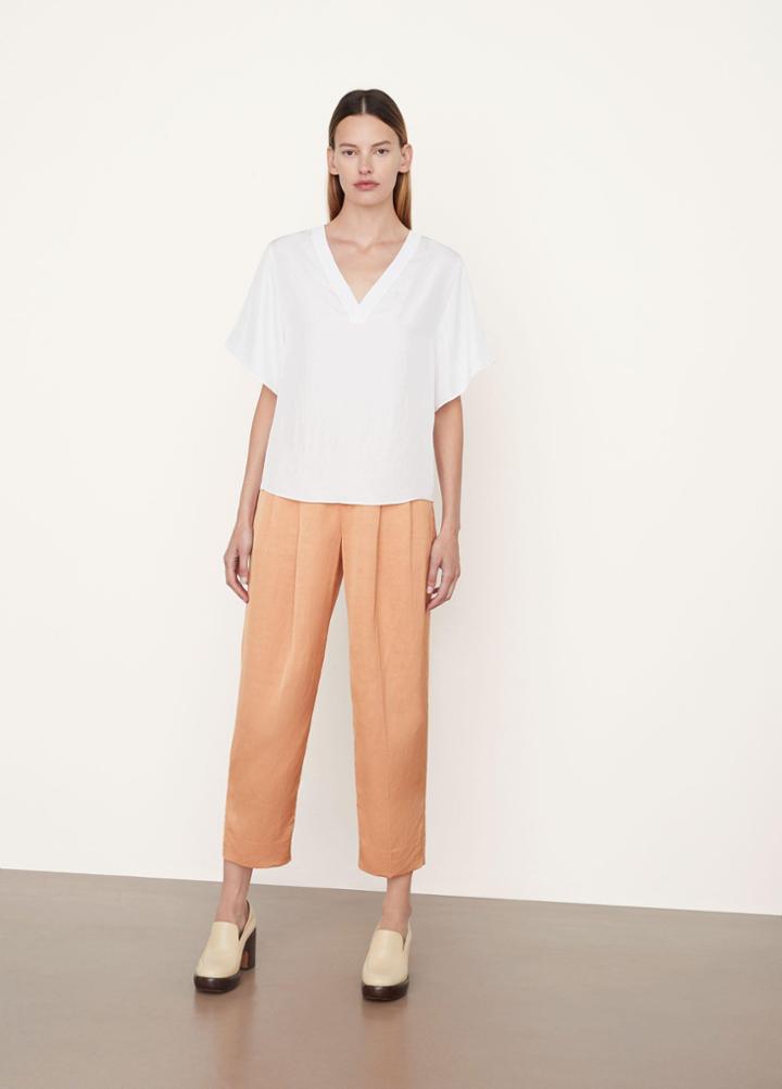 Vince Double V-neck Short Sleeve Popover