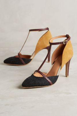 Lien.do Lien. Do Mixed Media T-straps Grey/mustard/burgundy