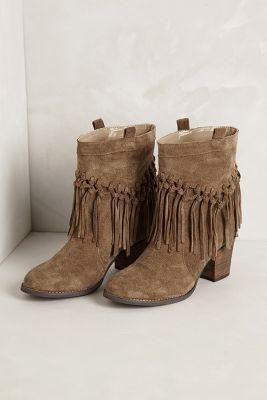 Anthropologie Knotted Fringe Booties