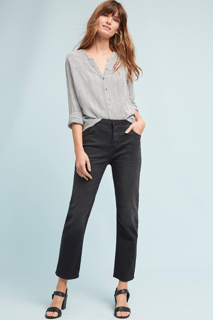Current/elliott Original Straight High-rise Cropped Jeans