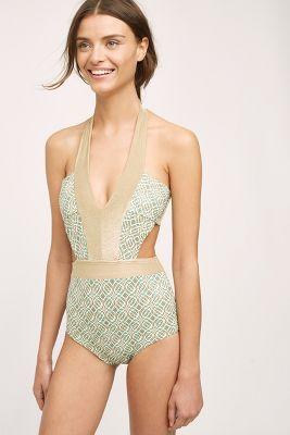 Ondademar Shimmered Geo One-piece Green Motif