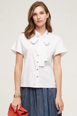 Maeve Tie-neck Poplin Blouse