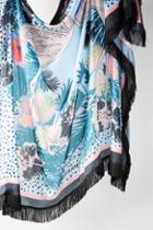 Anthropologie Silk Swan Fringed Scarf
