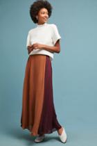 Line & Dot Colorblock Maxi Skirt