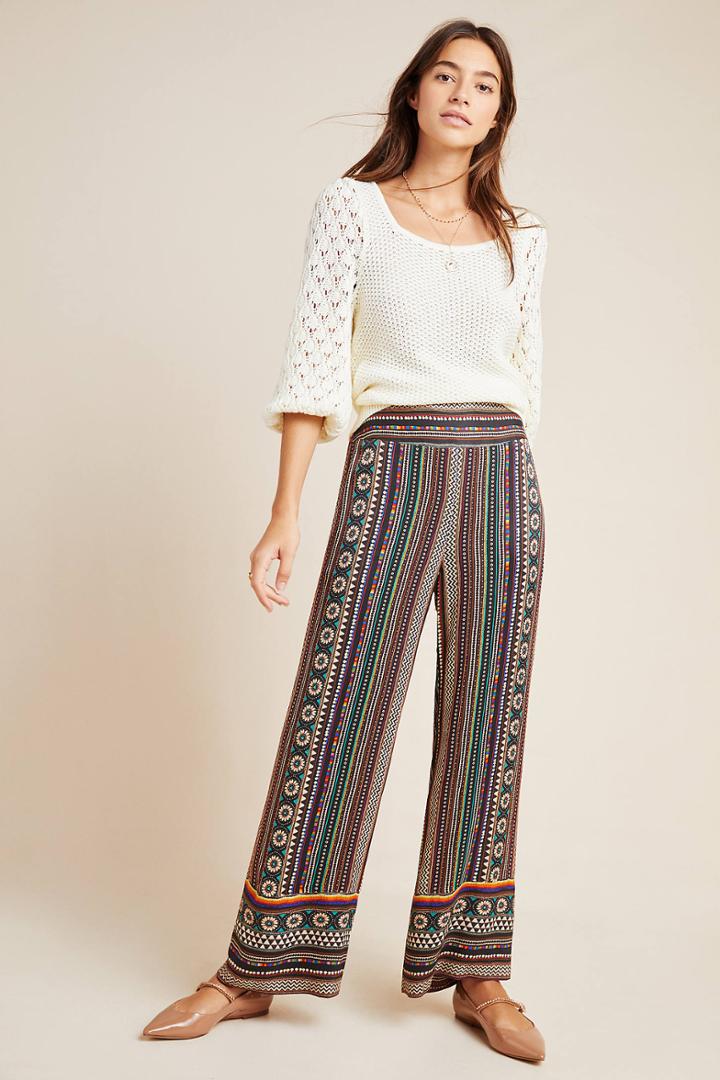 Farm Rio For Anthropologie Satin Wide-leg Pants