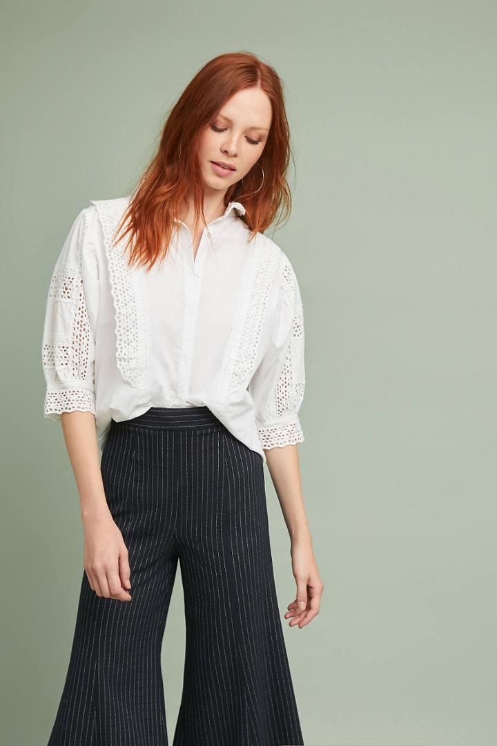 Intropia Eyelet-trimmed Buttondown