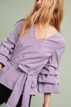 Anthropologie Ruffled & Tied Gingham Blouse