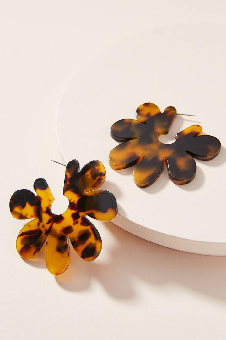 Anthropologie Daphne Flower Hoop Earrings