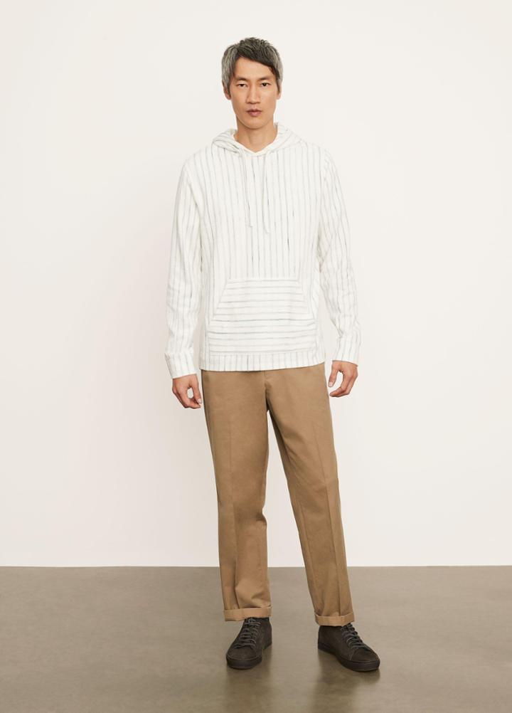 Vince Textured Stripe Popover Hoodie