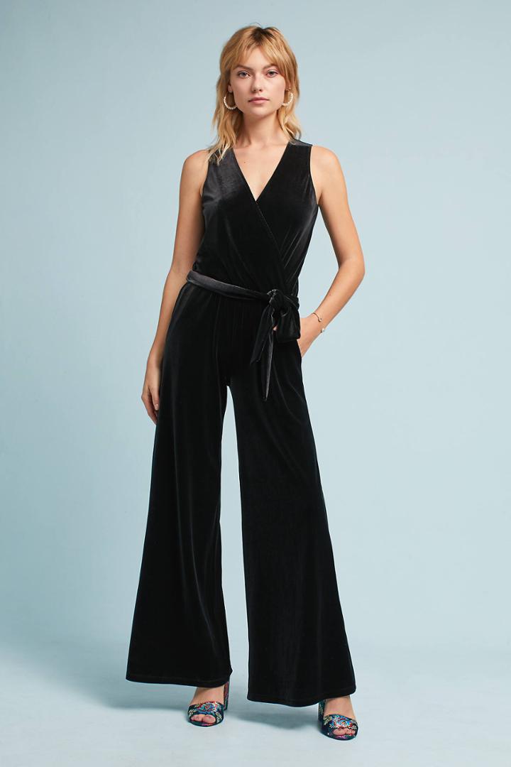 Drew Mila Cross-front Velvet Jumpsuit