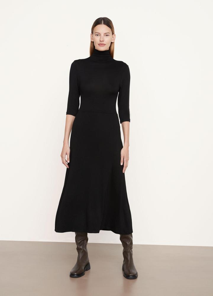 Vince Elbow Sleeve Turtleneck Dress