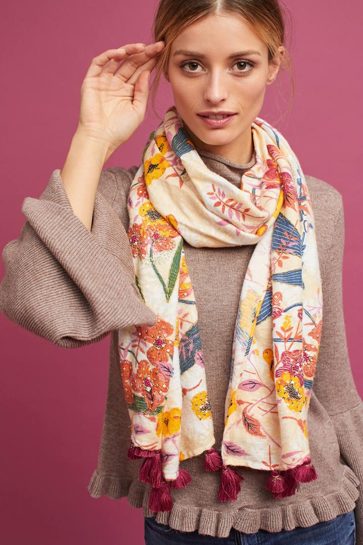 Anthropologie Aceline Floral Scarf