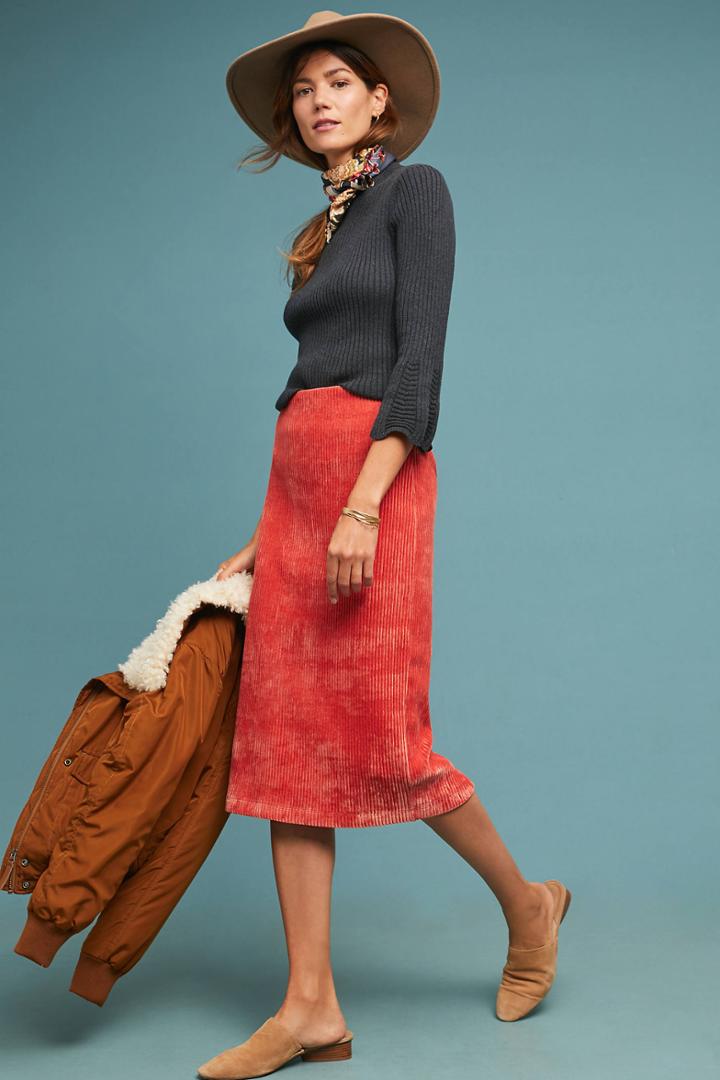 Anthropologie Corduroy Pencil Skirt
