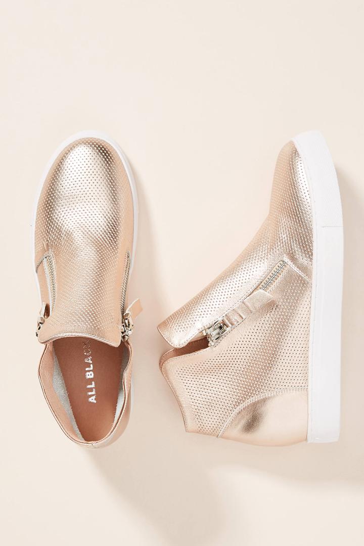 All Black High-top Rose Gold Sneakers