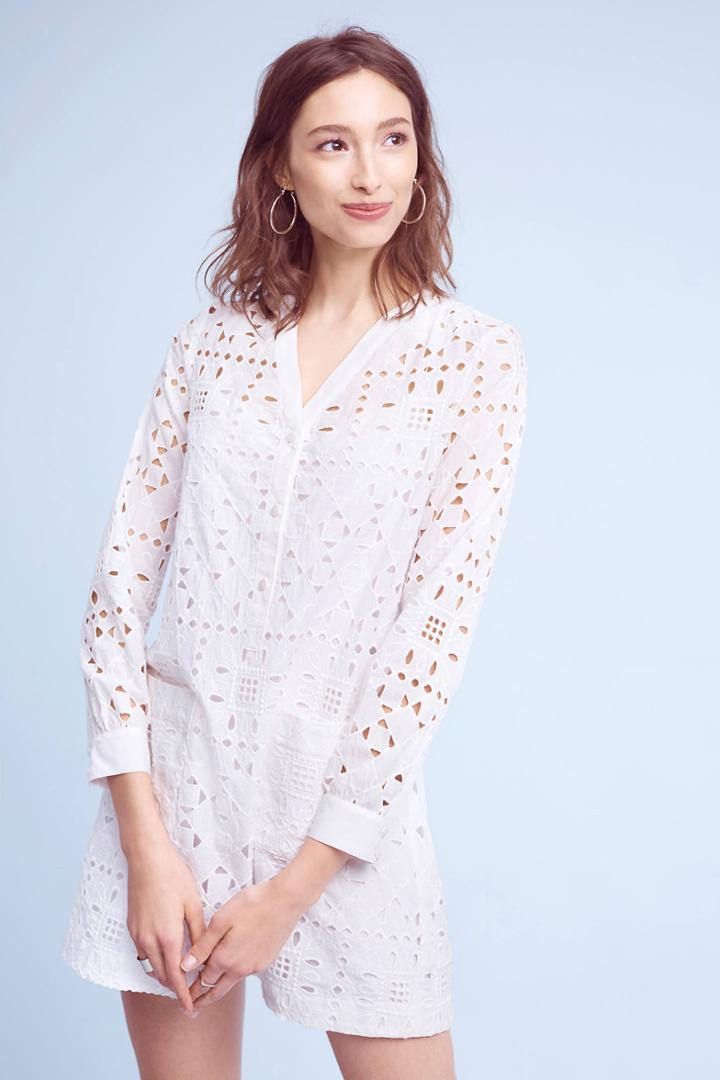 Maeve Geo Eyelet Shirtdress