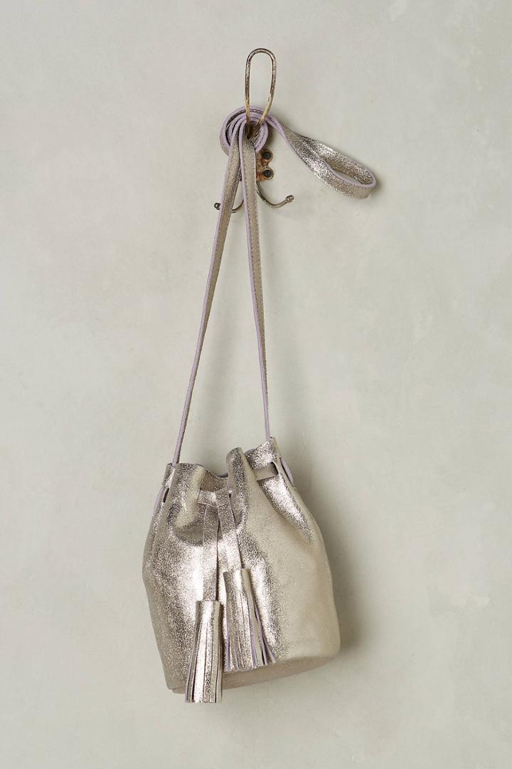 Anthropologie Mini Metallic Bucket Bag