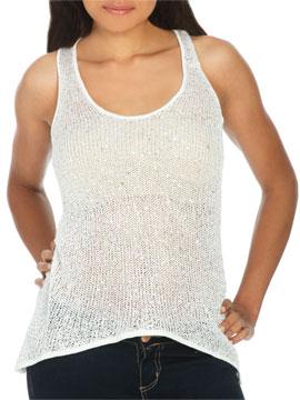 Sequin Knit Chiffon Tank