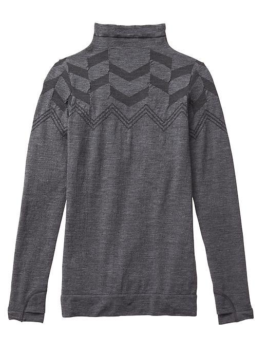 Athleta Womens Remarkawool Turtleneck Chevron Size L - Charcoal Heather