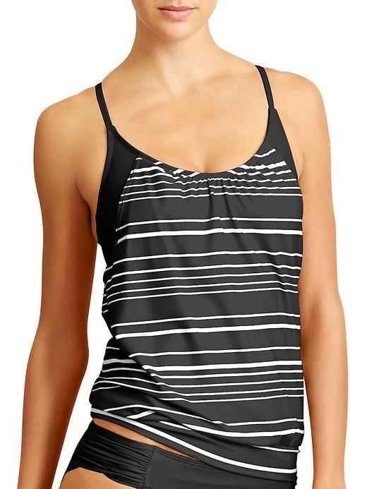 Athleta Womens Encinitas Blousy Tankini Size 36d/dd - Black Stripe