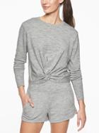 Athleta Womens Twist Front Sweatshirt Grey Heather Marl Size Xl