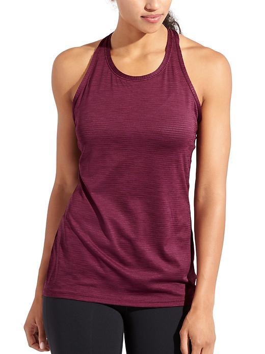 Athleta Womens High Neck Shadow Stripe Chi Tank Size M Tall - California Plum