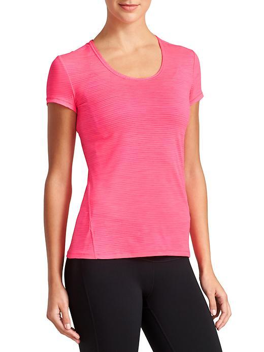 Athleta Womens Shadow Stripe Chi Tee Size 1x Plus - Shocking Pink