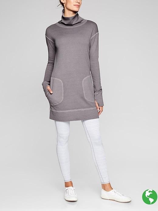Athleta Womens Eco Wash Turtleneck Sweatshirt Dress Size M Tall - Silver Bells