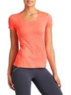 Athleta Womens Shadow Stripe Chi Tee Size 1x Plus - Ember Orange