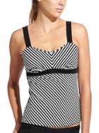 Athleta Womens Slash Stripe Pura Tankini Size 32b/c - Black Stripe