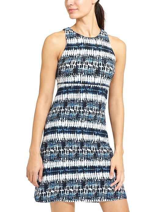 Athleta Womens High Neck Santorini Dress Size L Tall - Indigo Ombre