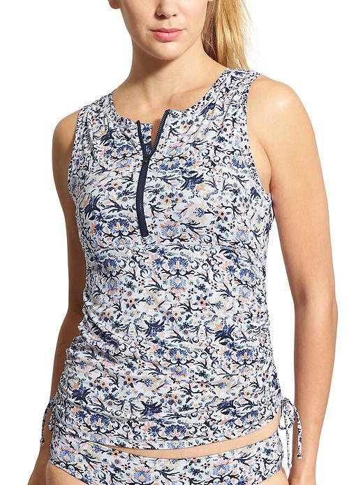 Athleta Womens Barbados Zip Scrunch Rashguard Size L - Multi Print