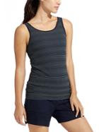 Athleta Womens Stripe Seamless Eyelet Tank Size L - Jasper Green/navy