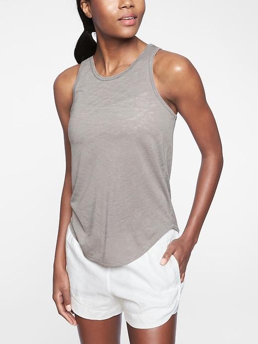 Athleta Womens Breezy Cutout Tank Silver Grey Size L