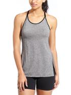 Athleta Womens Essence Satin Mesh Tank Size L - Charcoal Heather/black