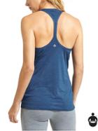 Athleta Womens High Neck Shadow Stripe Chi Tank Size L - Blue Void