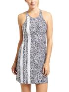 Athleta Womens Zimbabwe High Neck Swim Dress Dress Blue Size 38b/c