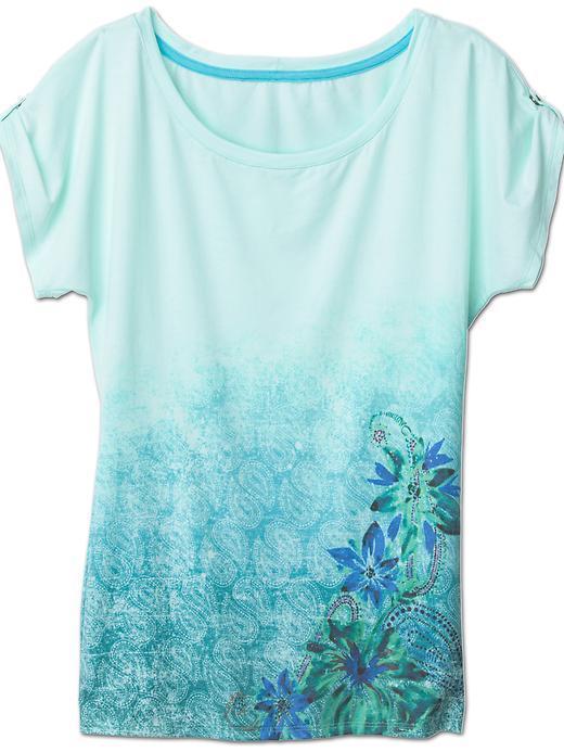 Athleta Womens Venice Beach Tee Size Xxs - Glass Blue Hibiscus