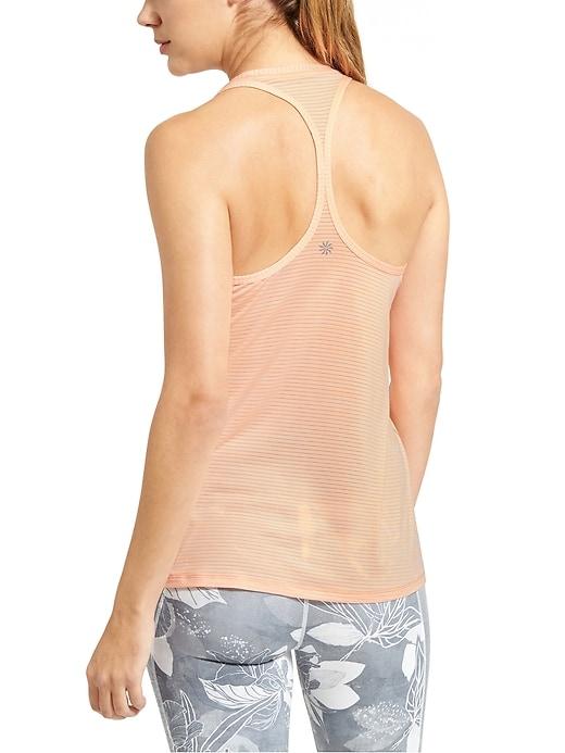 Athleta Womens High Neck Shadow Stripe Chi Tank Energetic Peach Size Xl