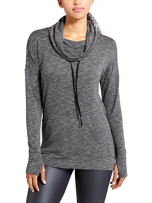 Athleta Womens Studio Cowl Sweatshirt Size L Tall - Charcoal Heather