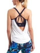 Athleta Womens Full Force Tank Bright White/navy Size Xl